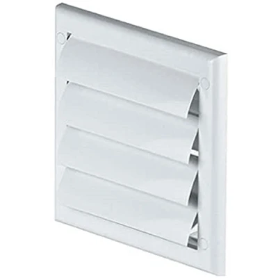 Image of Awenta 4&quot; inch / 100 mm External Gravity Grille White Air Vent Cover with Shutters Ducting Exhaust Hood Vent. Extractor Fan Back Draught Covers Flaps, Outdoor Wall Ventilation Cap.