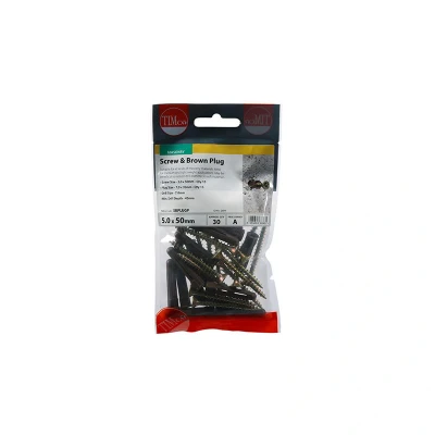 Image of 11x TIMCO Brown Plastic Plugs with Screws SBPLUGP Pack of 15