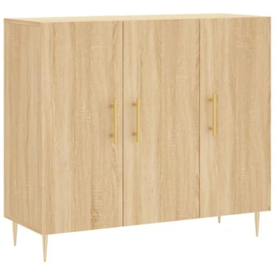 Image of vidaXL Sideboard Compact and Modern in Sonoma Oak hue, Made from Durable Engineered Wood, Features Spacious Interior Metal Legs
