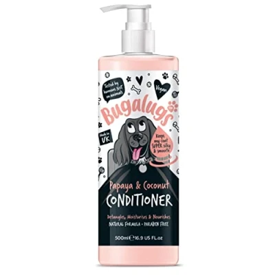 Image of BUGALUGS dog Conditioner 500ml with Papaya &amp; Coconut perfume, best grooming for dogs, puppy smelly pet that detangles moisturises use shampoo, cologne