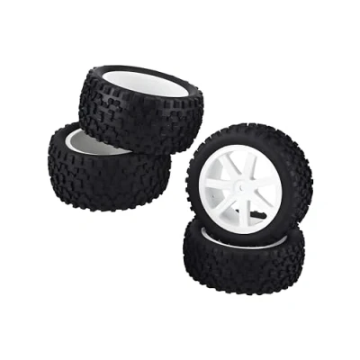 Image of RC Car Rubber Tire, 4pcs Truck Tire nylon Wheel Accessory Parts for 1/10 ZD Racing Buggy Crawler Car(White)