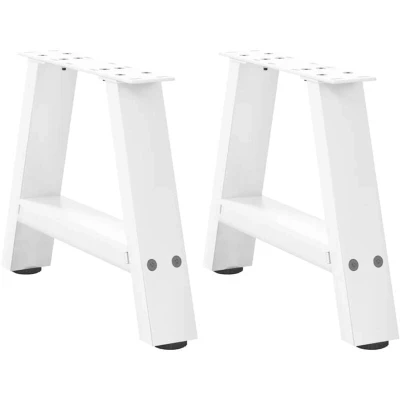 Image of vidaXL Coffee Table Legs A Shaped 2 pcs White 30x(30 31) cm Steel