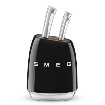 Image of Smeg Facas Block Anni 50 Black KBSF02BL
