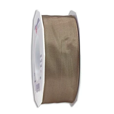 Image of Präsent Lyon Wired Taffeta Ribbon Taupe 40 mm Width, 25 m Length