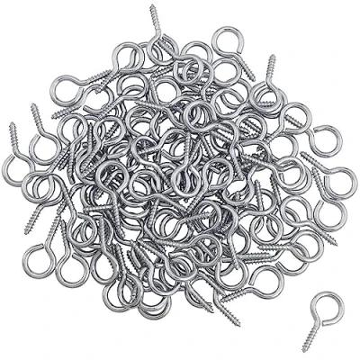 Image of Heuskay 200pcs 19mm Small Eye Bolts Screw Eyelets Hooks,Screw Pins Hooks Self Tapping Screws for Jewellery Making DIY Crafts Wood