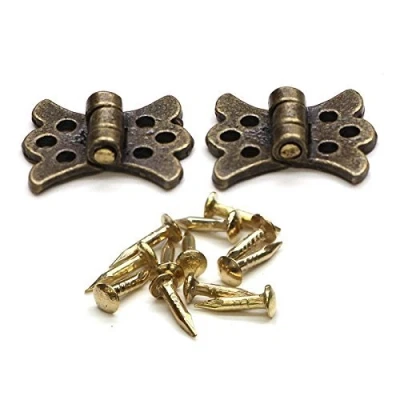 Image of MyTinyWorld 2x Dolls House Miniature Ornate Brass Butterfly Hinges And 12 Screws