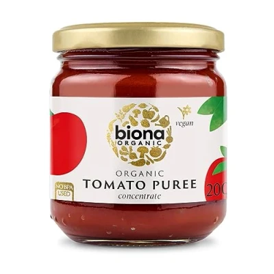 Image of Biona Organic Tomato Puree 200g Concentrate made from 100% Organically Certified Tomatoes No Added Sugar, Salt or Preservative Non GMO, Vegan