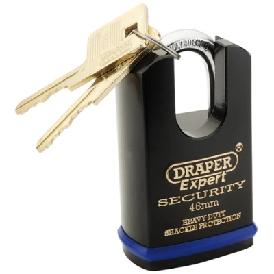 Image of Draper Heavy Duty Padlock and 2 Keys with Shrouded Shackle, 46mm