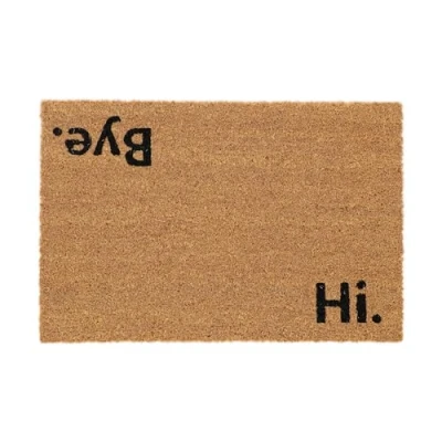 Image of Relaxdays Coconut Doormat, Non Slip, Welcome Mat with Hi. Bye., Indoor &amp; Outdoor, Dirt Trap, 1.5 x 60 40 cm, Natural, Coco