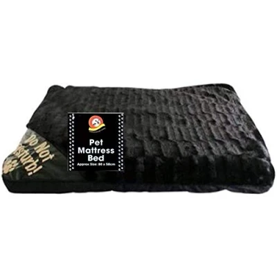 Image of MantraRaj Luxury Non slip Pet Bed Mattress Pad Soft Fur Dog Mat Washable Cushion Black