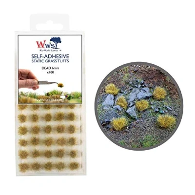 Image of War World Scenics Self Adhesive Static Grass Tufts x 100 Dead, 6mm Model Railway Wargame Scenery Railroad Modelling Diorama Miniature Hobby Tabletop