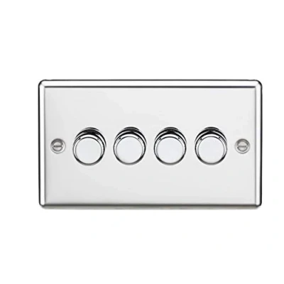 Image of KnightsBridge 4G 2 way 10 200W (5 150W LED) trailing Edge dimmer Rounded Polished Chrome