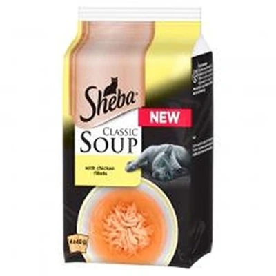 Image of Sheba Pouch Classic Soup With Chicken Fillets 4x40g (Pack of 12)