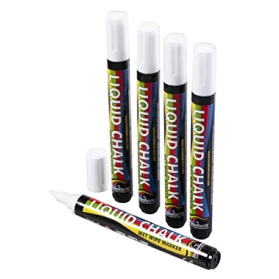 Image of Beaumont Chisel Liquid Chalk Pen White 5mm (Pack of 5)