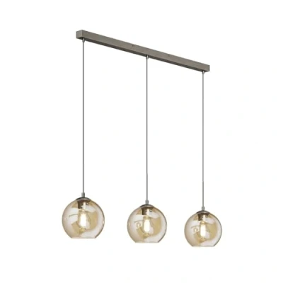 Image of Lindby Vintage Glass Pendant Light, Industrial Ceiling Lights, Clear Ball Light Shade, Lighting for Kitchen Island Dining Room Bedroom, Breakfast bar 150cm