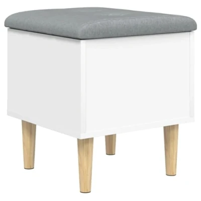 Image of vidaXL Storage Bench White, Engineered Wood, 42x42x46 cm, Comfortable Padded Seat, Versatile for Hallway/Living Room/Bedroom