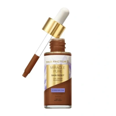 Image of Max Factor Miracle Pure Skin Reset Serum Foundation 100 110 Very Deep, 2 in 1 Formula, Healthy Looking Skin, Medium Coverage, Satin Matte Finish, 2% Niacinamide, Dermatologically Tested