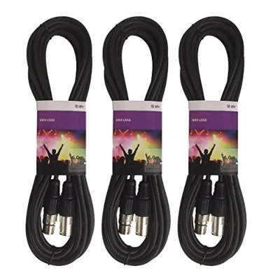 Image of 3 x QTX 6M DMX Lighting XLR Signal Cable Lead