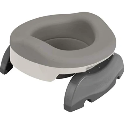 Image of POTETTE PLUS Multifunctional Potty Pack: Travel Pot, Toilet Reducer, Home Thanks to The Soft Refill and 10 Disposable Refills (Light Grey)
