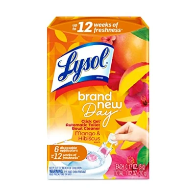 Image of Lysol Click Gel Automatic Toilet Bowl Cleaner, For Cleaning and Refreshing, Mango &amp; Hibiscus, 6 Count (Pack of 1)