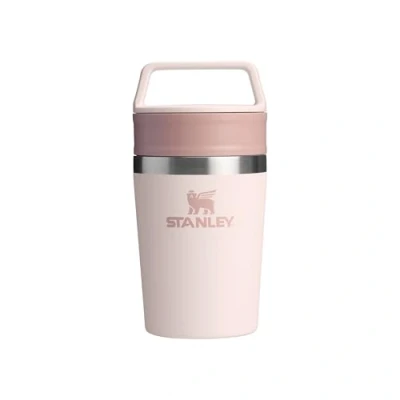 Image of Stanley Cafe To Go Travel Mug 0.23L Keeps 3 Hours Hot 4 Cold Stainless Steel Thermal Dishwasher Safe Easy Carry Handle Insulated Coffee Cup Rose Quartz