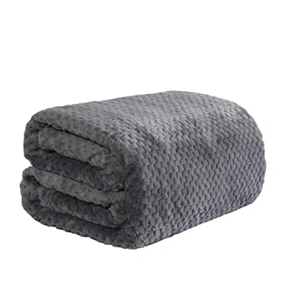Image of Dreamscene Luxury Waffle Mink Honeycomb Faux Fur Warm Throw Over Sofa Bed Soft Blanket, Navy Blue 200 x 240cm