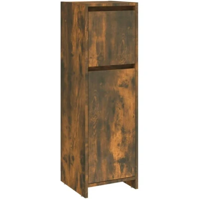 Image of vidaXL Bathroom Cabinet Smoked Oak 30x30x95 cm Engineered Wood