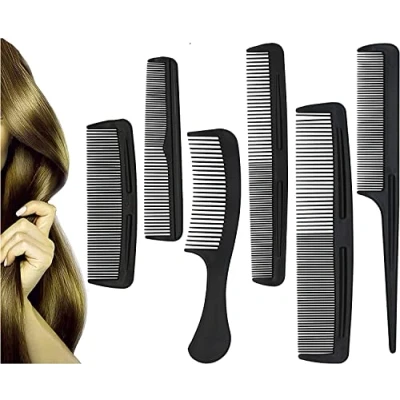 Image of 6PCs Professional Styling Hair Comb Set, Dressing Baber Set Black Colour Anti Static Salon Combs for Cutting and