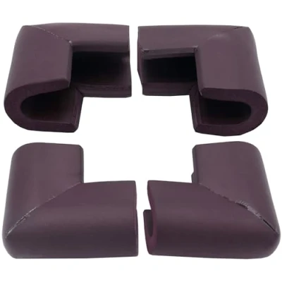 Image of ZXUEZHENG 4 Pack Foam Corner Guards Edge Protectors, Safety Bumper W Self Adhesive Tape Furniture Glass Coffee Table Guard Soft Rubber Baby Proofing, U Type,Brown