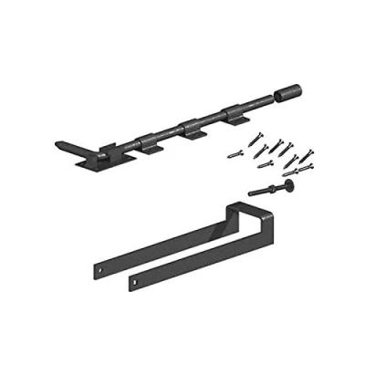 Image of Gatemate Double Field Gate Fastener Set with Garage Door Bolt 450mm Premium Black