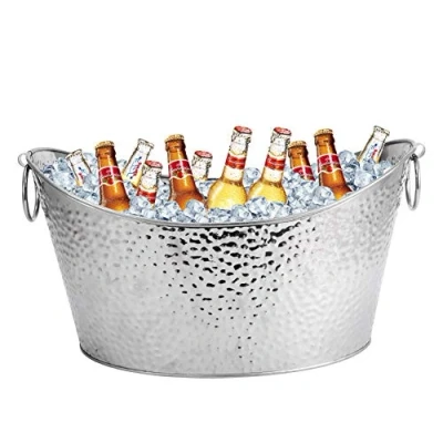 Image of 12L Ice Bucket for Parties Large Stainless Steel Drink with Handle Beverage Tub Beer Champagne Families Picnic Bars Clubs