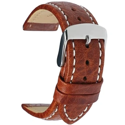 Image of Talk Time Italian Calf Leather Watch Strap Buffalo Grain Tan 20mm