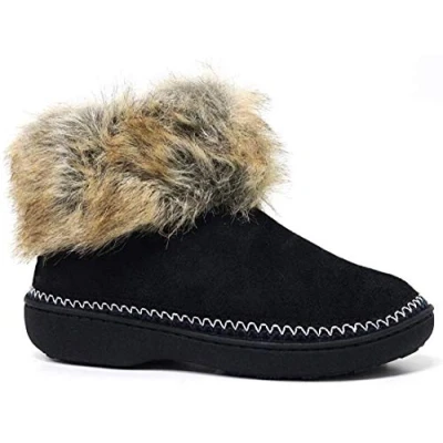 Image of Dunlop Womens Rhea Boot Slippers Ladies Memory Foam Slipper Boots (7/8 UK, Black.)