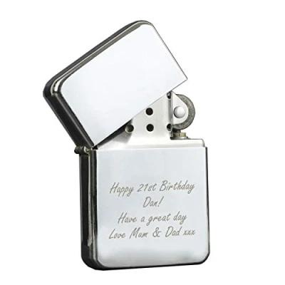Image of Custom Personalised Silver Star Lighter. Laser Engraved. Birthdays, Christmas, Weddings, For Him.