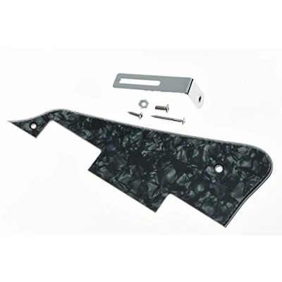 Image of KAISH Black Pearl LP Guitar Pickguard with Chrome Bracket for Epiphone Les Paul