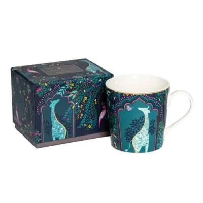 Image of Sara Miller India Collection Mug Giraffe&#039;s Courtyard Midnight