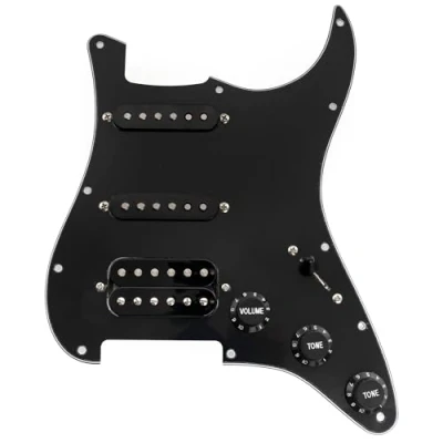 Image of Musiclily Pro SE ST HSS 60SE Pre wired Standard Pickguard with Alnico 5 Magnet Pickups Way Super Switch for Style Electric Guitar, 3ply Black