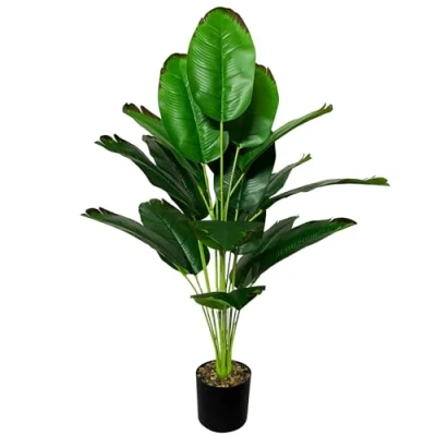 Image of AIVORIUY Artificial Palm Tree Faux Silk Plant in Pot for Home Office Living Room Bedroom Stairs Foyer Modern Decor Indoor Outdoor Lifelike Fake Potted Housewarming Gifts (80cm Red Banana)