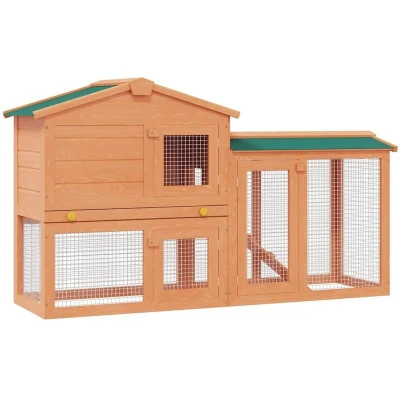 Image of vidaXL Outdoor Large Rabbit Hutch Small Animal House Pet Cage Wood