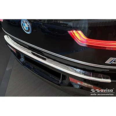 Image of Avisa Stainless Steel Rear bumper protector compatible with BMW i3 (i01) Facelift 2017 &#039;Ribs&#039;