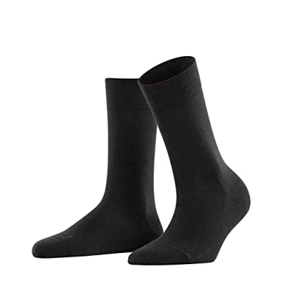 Image of 1 Pair Black Sensitive Berlin Merino Wool Left And Right Comfort Cuff Socks Ladies 5.5 8 Falke