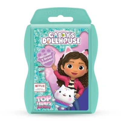 Image of Top Trumps Junior Gabby’s Dollhouse Card Game, Play with Luli Loo, Carlita, Kitty Fairy and Pandy Paws, Includes 5 extra games from Spot the Difference Pairs, educational gift for ages 4 plus