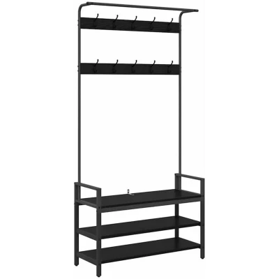 Image of vidaXL Coat Rack with Shelf Black oak 95 x 34 184 cm Engineered wood