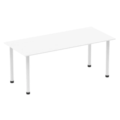 Image of Impulse 1800mm Straight Table White Top Post Leg
