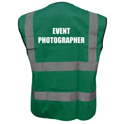Image of GREEN Hi Vis Vest EVENT PHOTOGRAPHER Waistcoat Safety XX Large