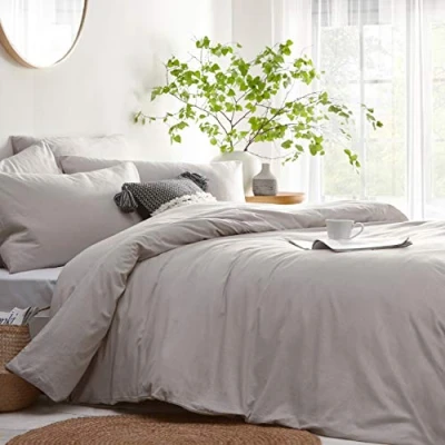 Image of The Linen Yard Stonehouse Double DUVet Cover Set, Cotton, Grey, 200 X cm