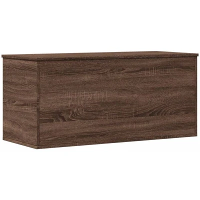 Image of vidaXL Engineered Wood Storage Box Blanket Chest in Brown Oak Multipurpose Organiser for Living Space