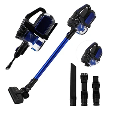 Image of Arebos Battery Vacuum Cleaner 2 in 1 Hand and Floor Powerful Suction Modes Bagless Cordless up to 55 Minutes with Wall Charging Station Blue