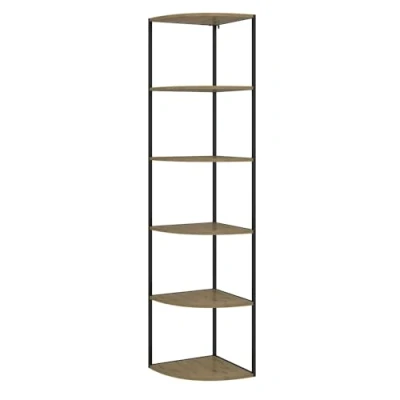 Image of Vicco Wall shelf Fyrk, Oak/Black, 40 x 180 cm 5 levels