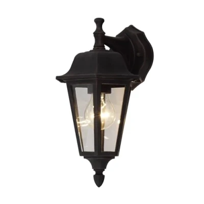 Image of Outdoor Wall Light &#039;Lamina&#039; (Antique, Vintage) in Brown Made of Aluminium (1 Source, E27) from Lindby lamp for Exterior/Interior Walls, House, Terrace und Balcony